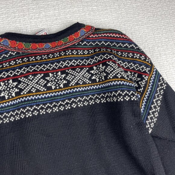 Dale Of Norway Vintage Womans Sweater S Pure 100% Wool Black & Floral pattern - Picture 15 of 16